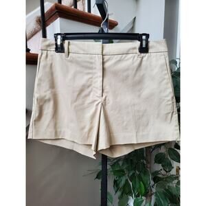 Ann Taylor The City Beige Khaki Solid Mid Rise Flat Front Chino Shorts 8 Petite